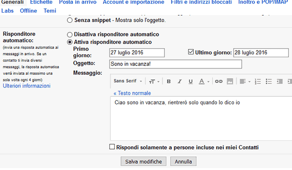 Cómo configurar una respuesta automática con Gmail