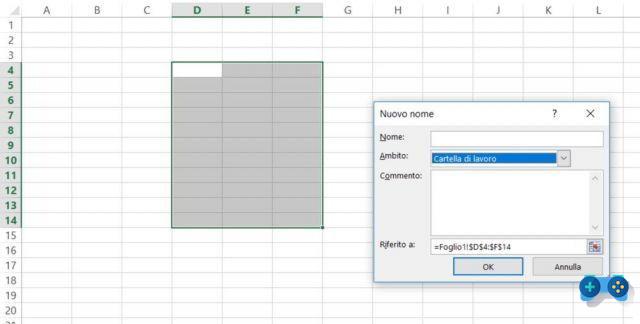 How to name cells in Excel