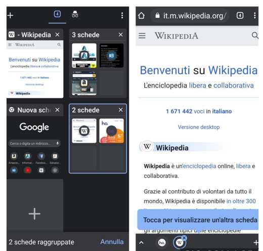 Afficher les onglets Chrome Android ouverts