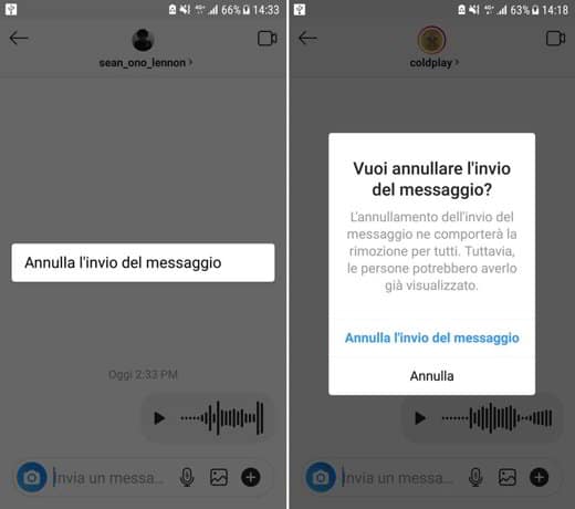 How to send a voice message with Instagram