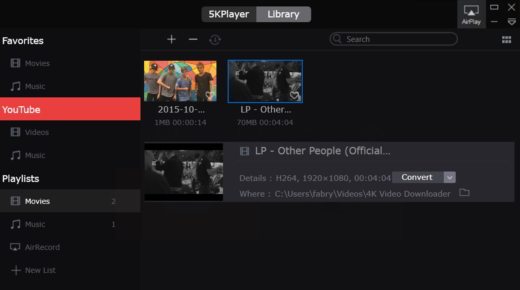 5KPlayer, o reprodutor multimídia para baixar vídeos do Youtube e reproduzir vídeos 4K ultra HD