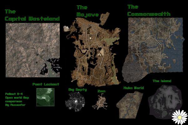 Comparación de mapas y duración del juego Fallout 3