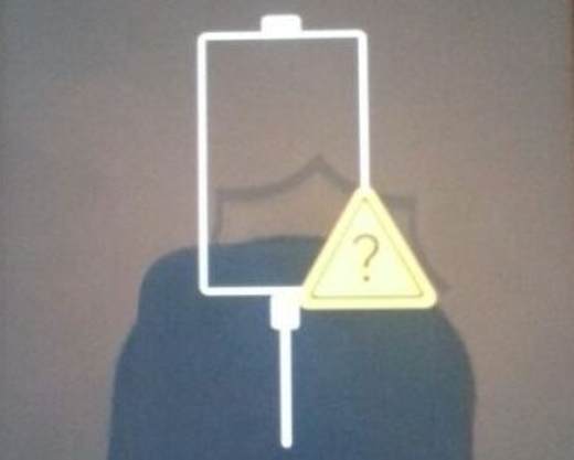 Problems charging the phone: yellow triangle with question mark