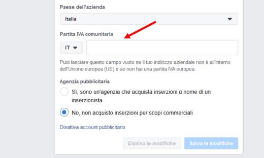Cómo agregar el número de IVA en la cuenta de anunciante de Facebook