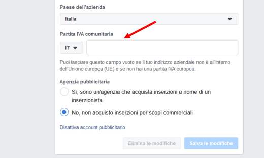 How to add VAT number in Facebook advertiser account