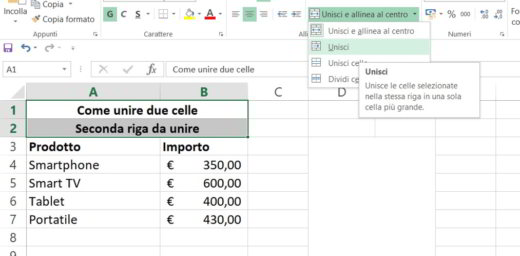 Como mesclar duas células do Excel