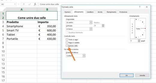 How to merge two Excel cells