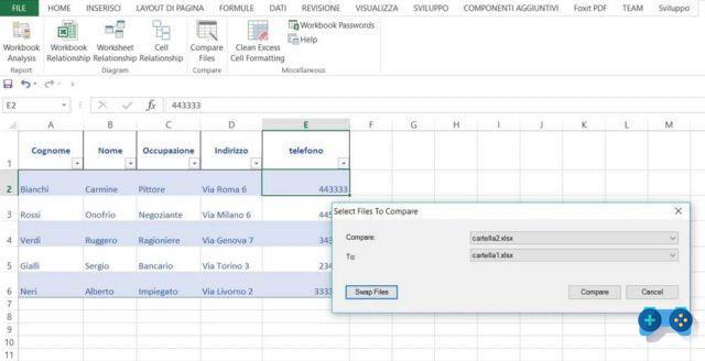 How to compare two Excel files and find the differences