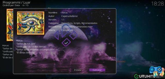 Cómo instalar el complemento Horus Kodi, el sucesor de Plexus