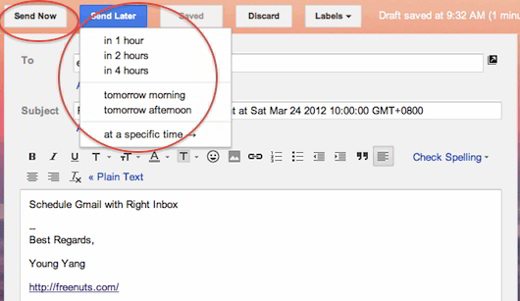 How to postpone sending emails with Gmail