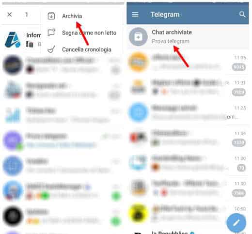 How to see the chats archived on Telegram