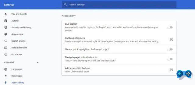Where are the advanced settings of Google Chrome?
