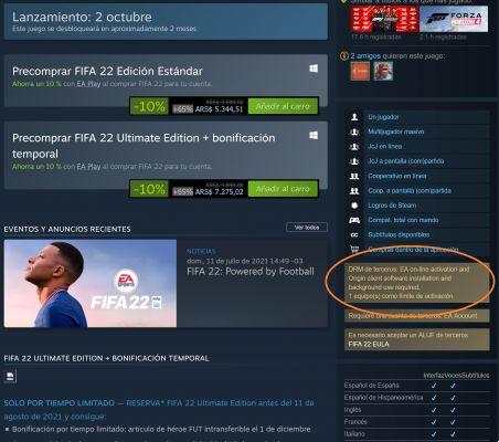 Cómo adquirir FIFA 22 para PC y disfrutar de EA Play en Steam