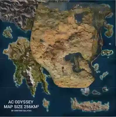 The size of the maps in the Assassins Creed saga games