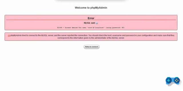 Comment corriger l'erreur #1045 dans phpMyAdmin