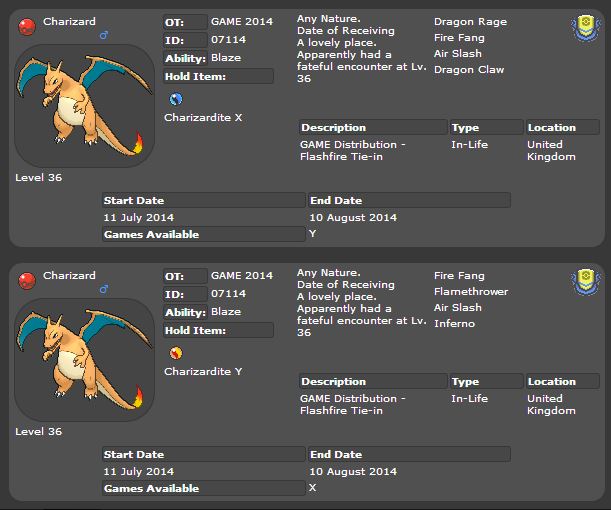 Pokémon X / Y, événement Charizard UK, voici comment l'obtenir