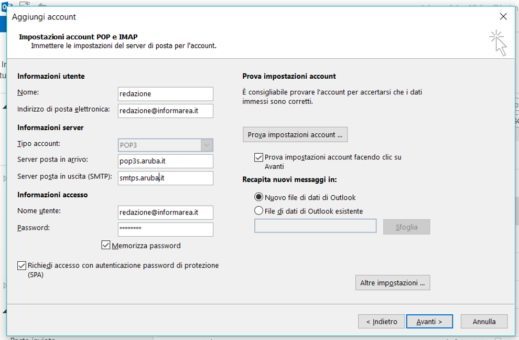 Comment configurer la messagerie Aruba dans Outlook