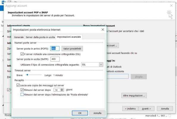 Como configurar o correio Aruba no Outlook