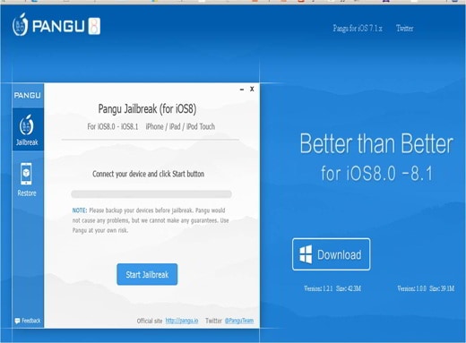 Jailbreak on iOS 8 with Pangu 8