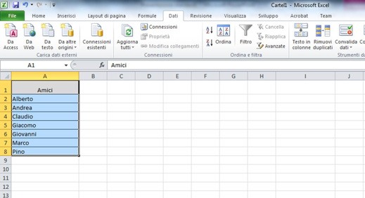 Menu suspenso Criar Excel