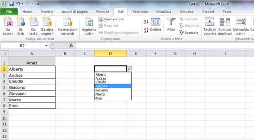 Créer un menu déroulant Excel