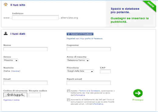 How to create a site on the free provider Altervista
