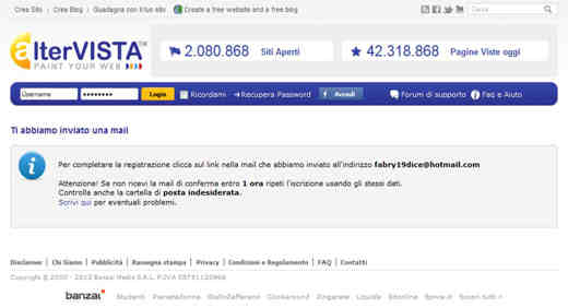 How to create a site on the free provider Altervista