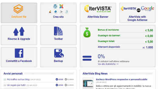 Cómo crear un sitio en el proveedor gratuito Altervista