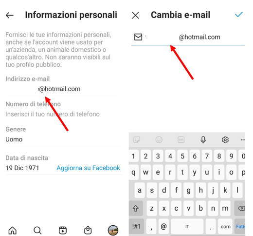 Cómo cambiar los correos electrónicos en Instagram