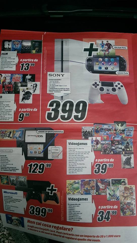 Mediaworld, PS4 White with PS Vita in super offer