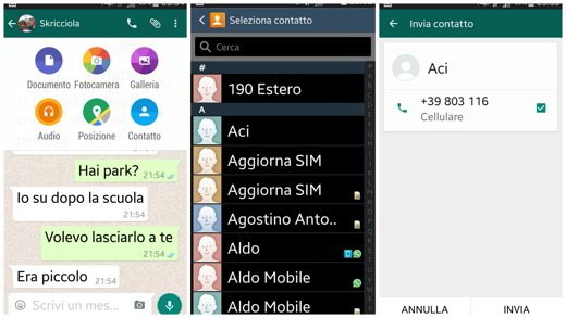 How to transmit a telephone contact with WhatsApp