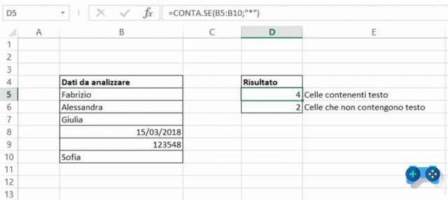 Como contar células com texto no Excel