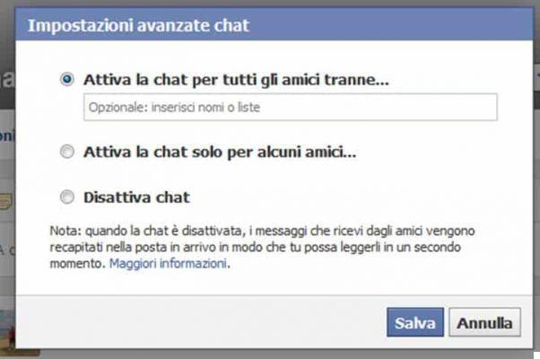 How to disable Facebook chat only for some users