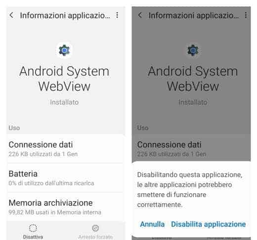 How to activate and update Android System WebView