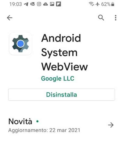 How to activate and update Android System WebView