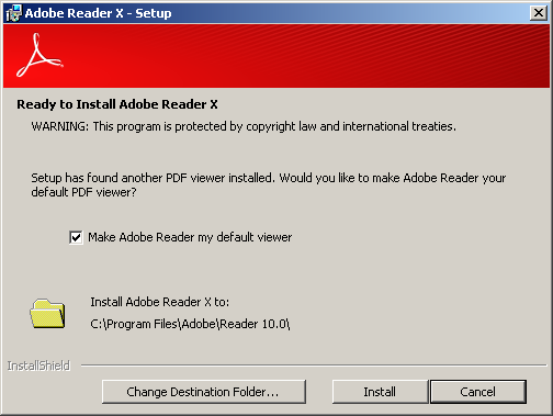 PDF properties with Reader X installed with Acrobat
