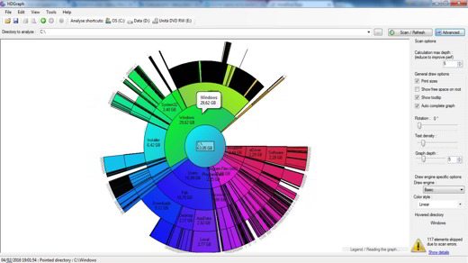 Find out which folders and files are taking up the most disk space