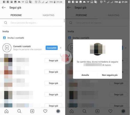 Cómo dejar de seguir contactos en Instagram