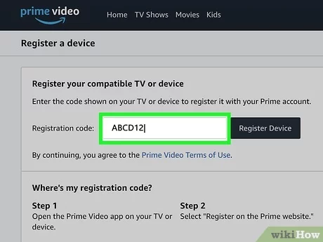Comment enregistrer un appareil et saisir le code sur Amazon Prime Video ?