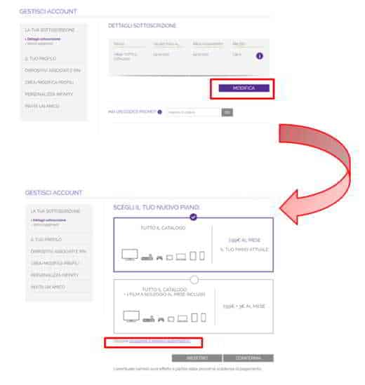 Termination and cancellation of Infinity TV account