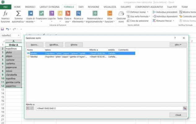 How to compare two tables in Excel