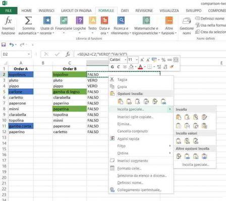 Como comparar duas tabelas no Excel