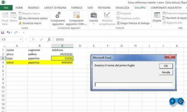 How to compare two tables in Excel