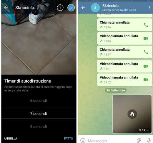 Cómo enviar fotos con la autodestrucción de Telegram